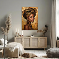 African Woman with Intricate Headwrap Cultural or Heritage Poster PosterGoat