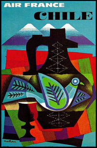Air France Chile Poster with Abstract Vintage Design PosterGoat