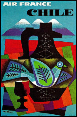 Air France Chile Poster with Abstract Vintage Design PosterGoat