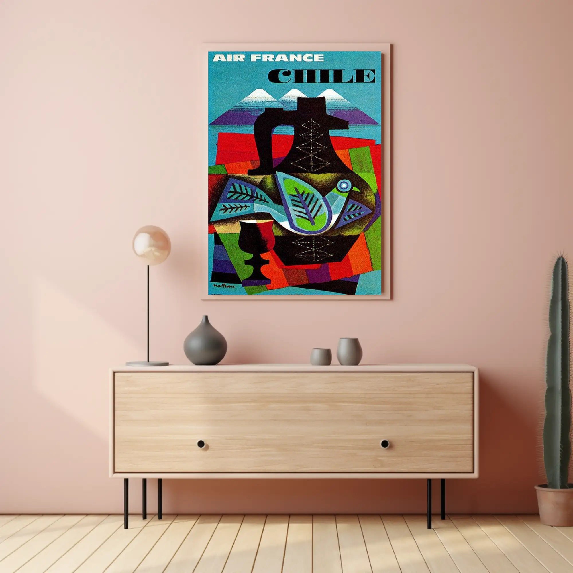 Air France Chile Poster with Abstract Vintage Design PosterGoat