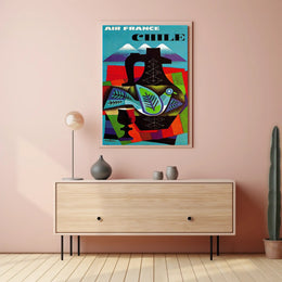 Air France Chile Poster with Abstract Vintage Design PosterGoat