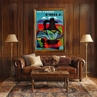 Air France Chile Poster with Abstract Vintage Design PosterGoat