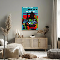 Air France Chile Poster with Abstract Vintage Design PosterGoat