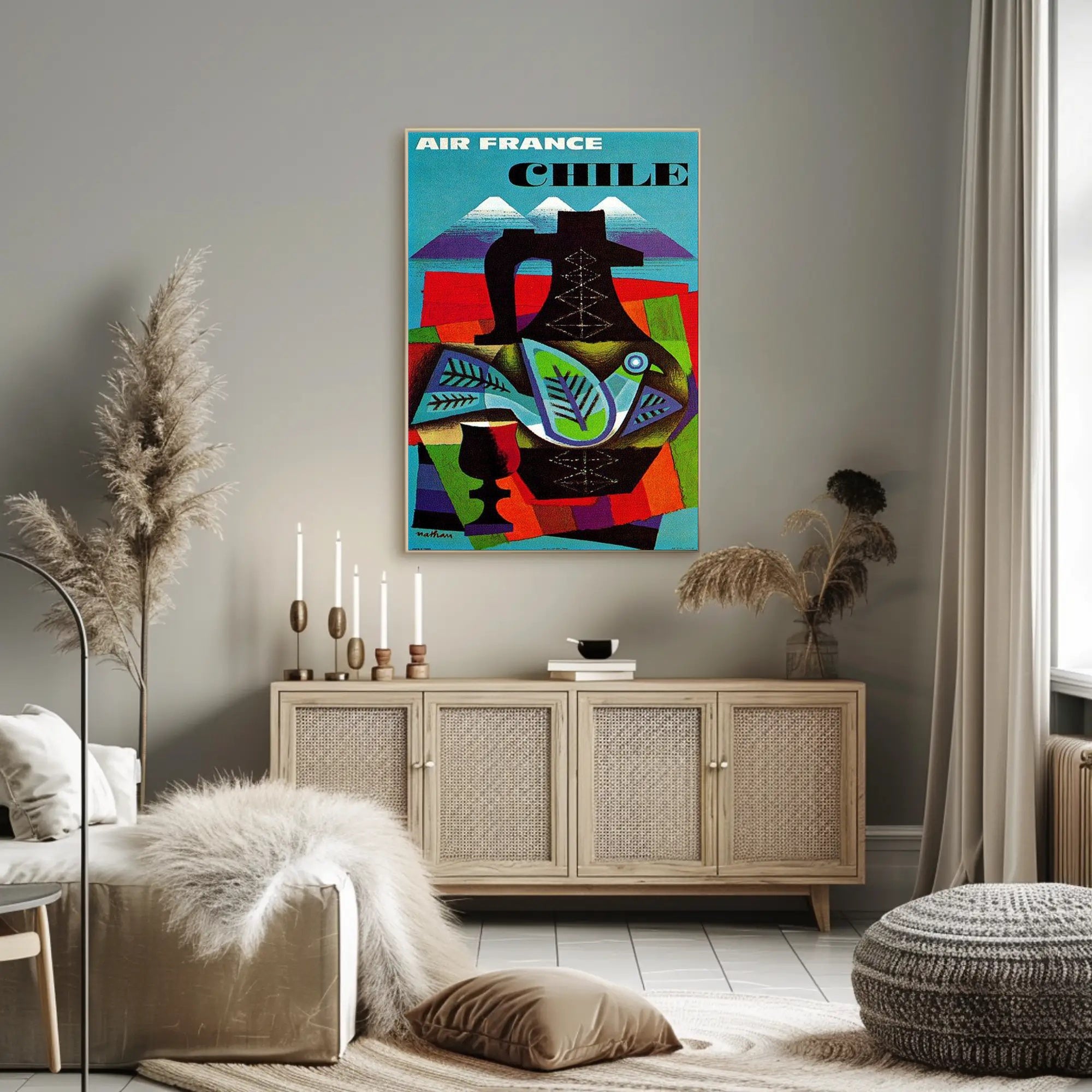 Air France Chile Poster with Abstract Vintage Design PosterGoat