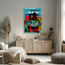 Air France Chile Poster with Abstract Vintage Design PosterGoat