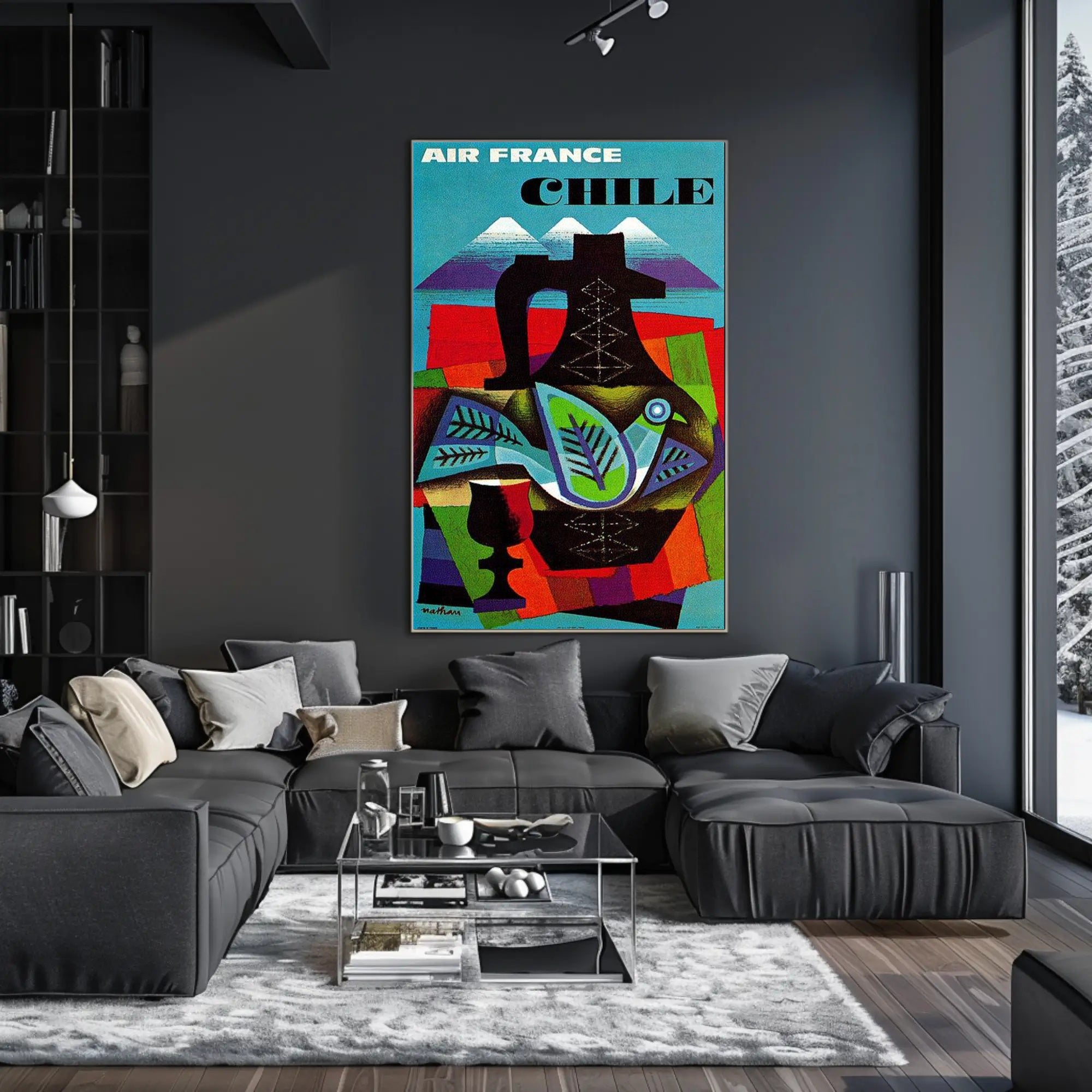 Air France Chile Poster with Abstract Vintage Design PosterGoat