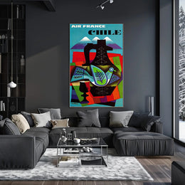 Air France Chile Poster with Abstract Vintage Design PosterGoat
