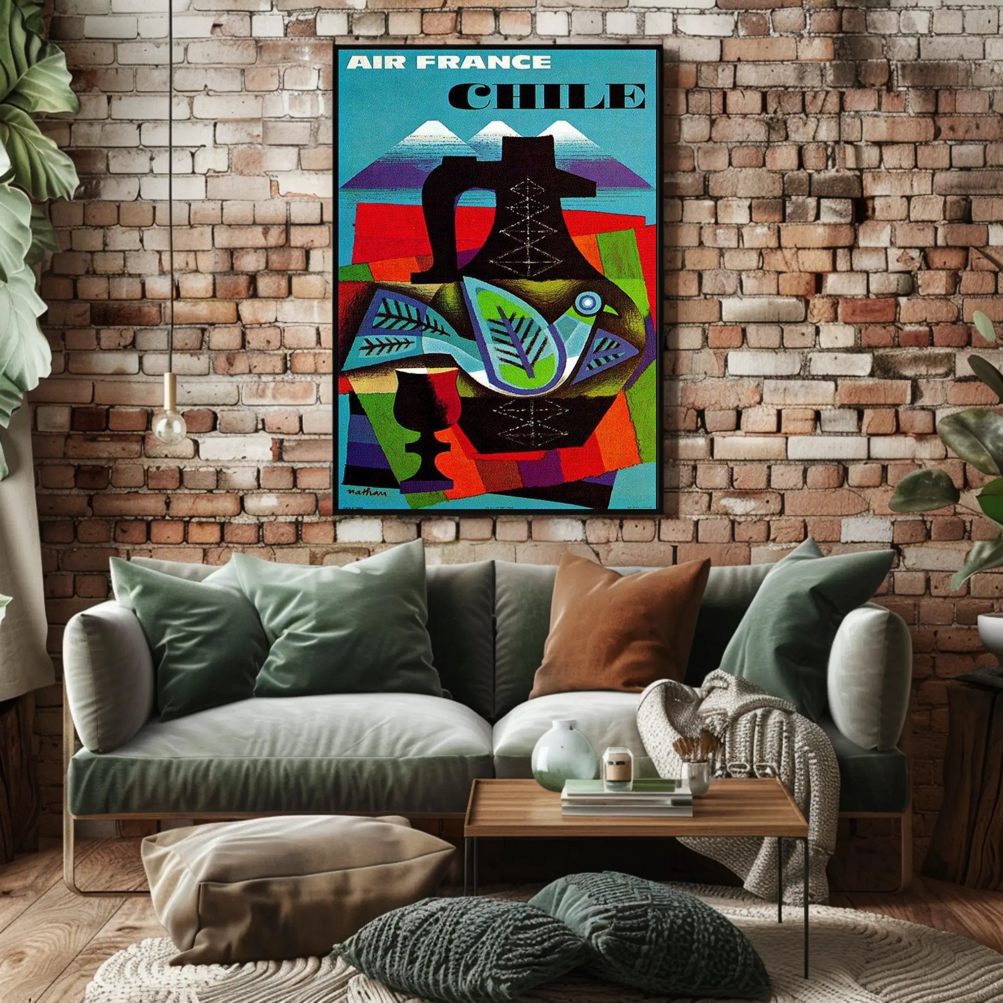 Air France Chile Poster with Abstract Vintage Design PosterGoat