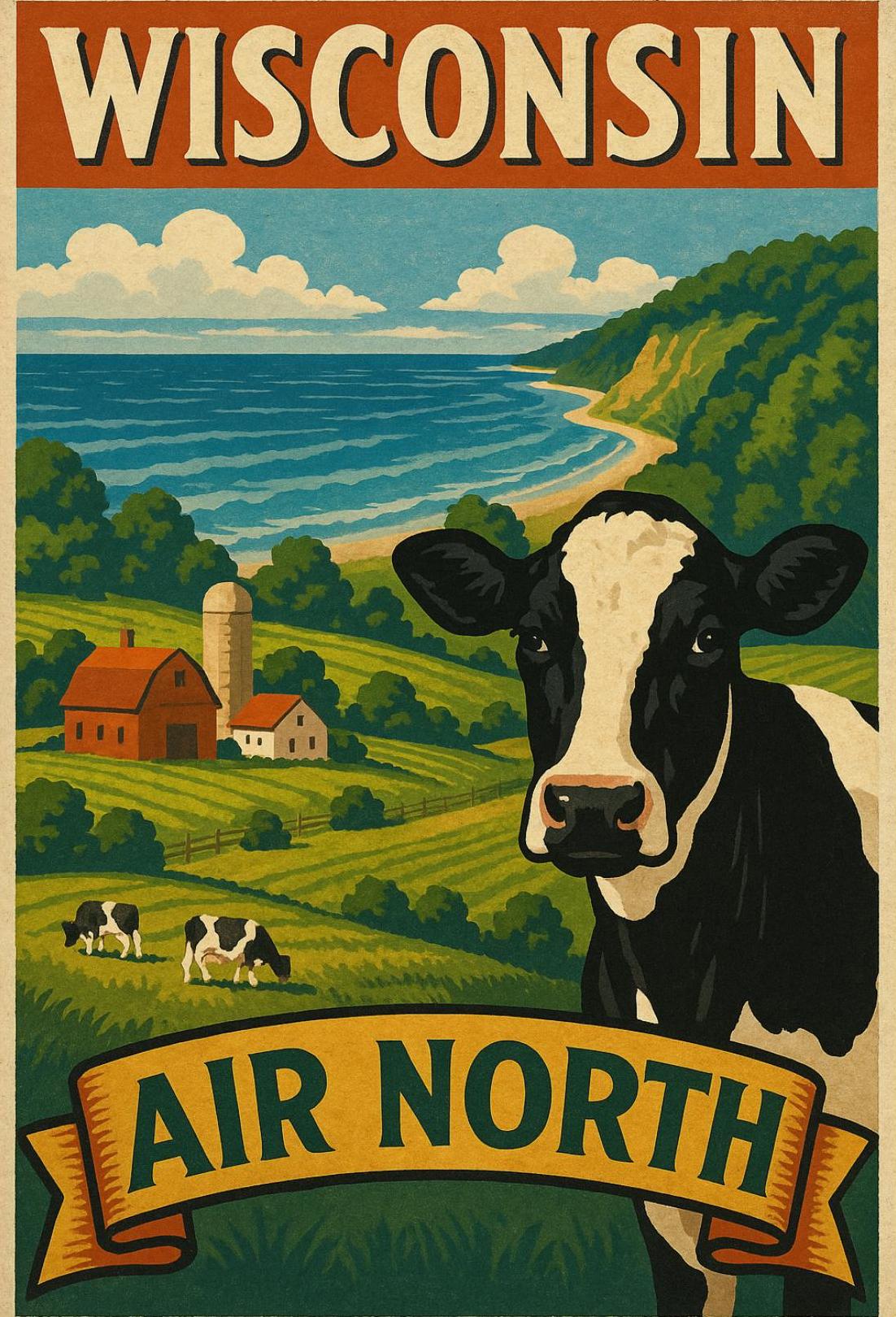 Air North Vintage Wisconsin Travel Poster PosterGoat