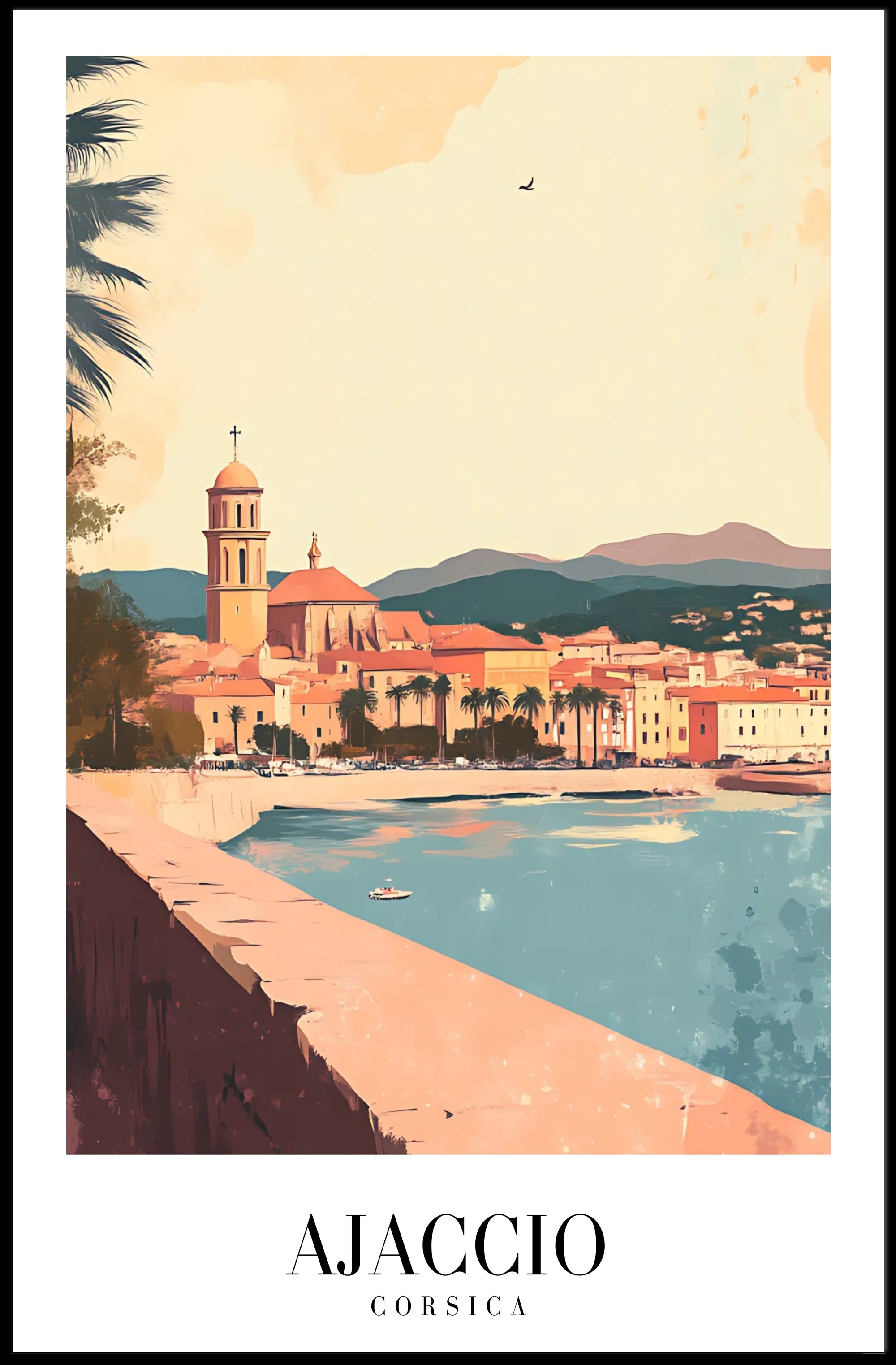 Ajaccio Coastal View Travel Poster PosterGoat