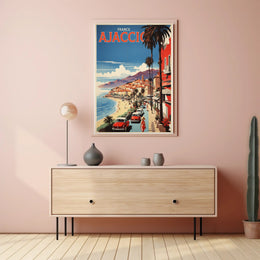 Ajaccio Coastal Vintage Travel Art Poster PosterGoat