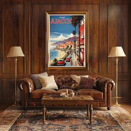 Ajaccio Coastal Vintage Travel Art Poster PosterGoat