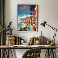 Ajaccio Coastal Vintage Travel Art Poster PosterGoat