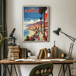 Ajaccio Coastal Vintage Travel Art Poster PosterGoat