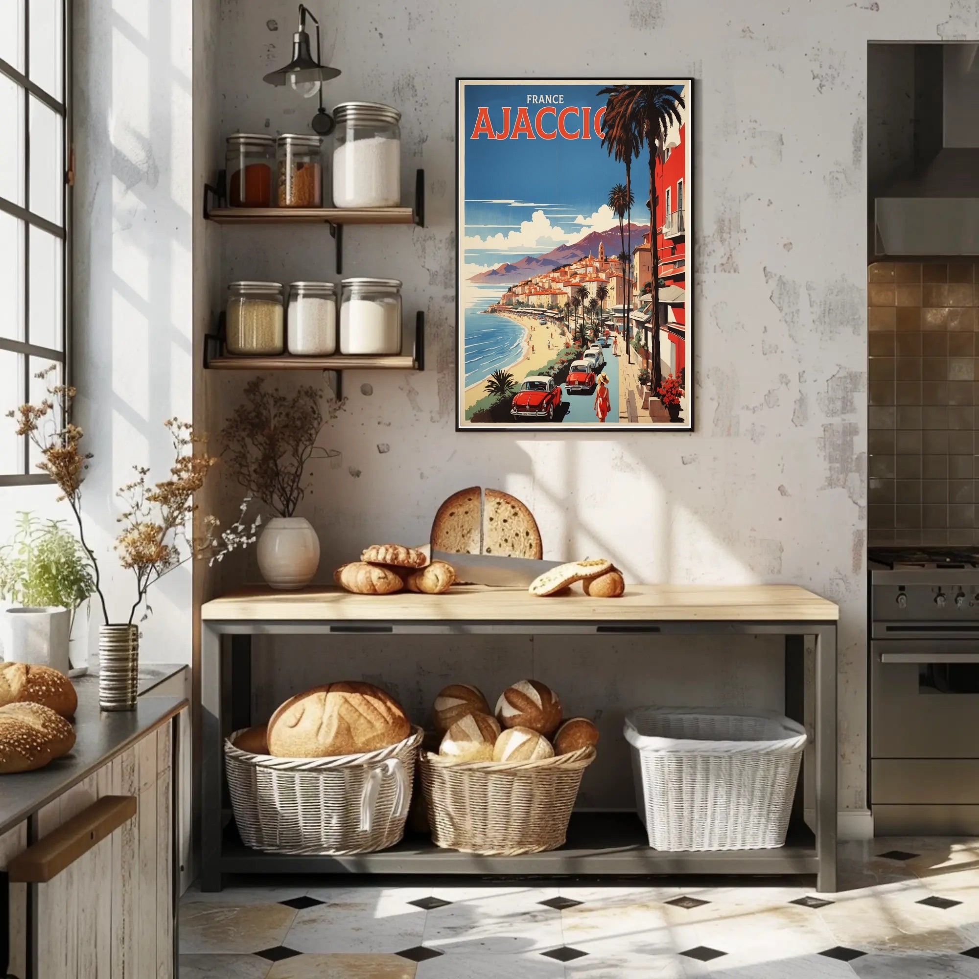 Ajaccio Coastal Vintage Travel Art Poster PosterGoat