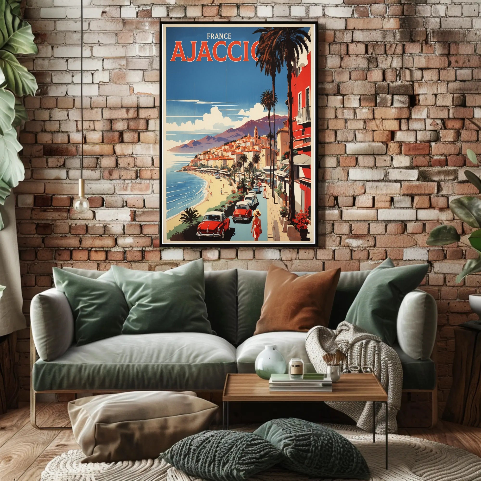 Ajaccio Coastal Vintage Travel Art Poster PosterGoat