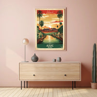 Ajijic Sunset Waterfront: Vibrant Vintage Travel Poster PosterGoat