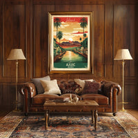 Ajijic Sunset Waterfront: Vibrant Vintage Travel Poster PosterGoat