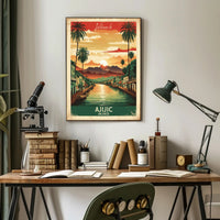 Ajijic Sunset Waterfront: Vibrant Vintage Travel Poster PosterGoat