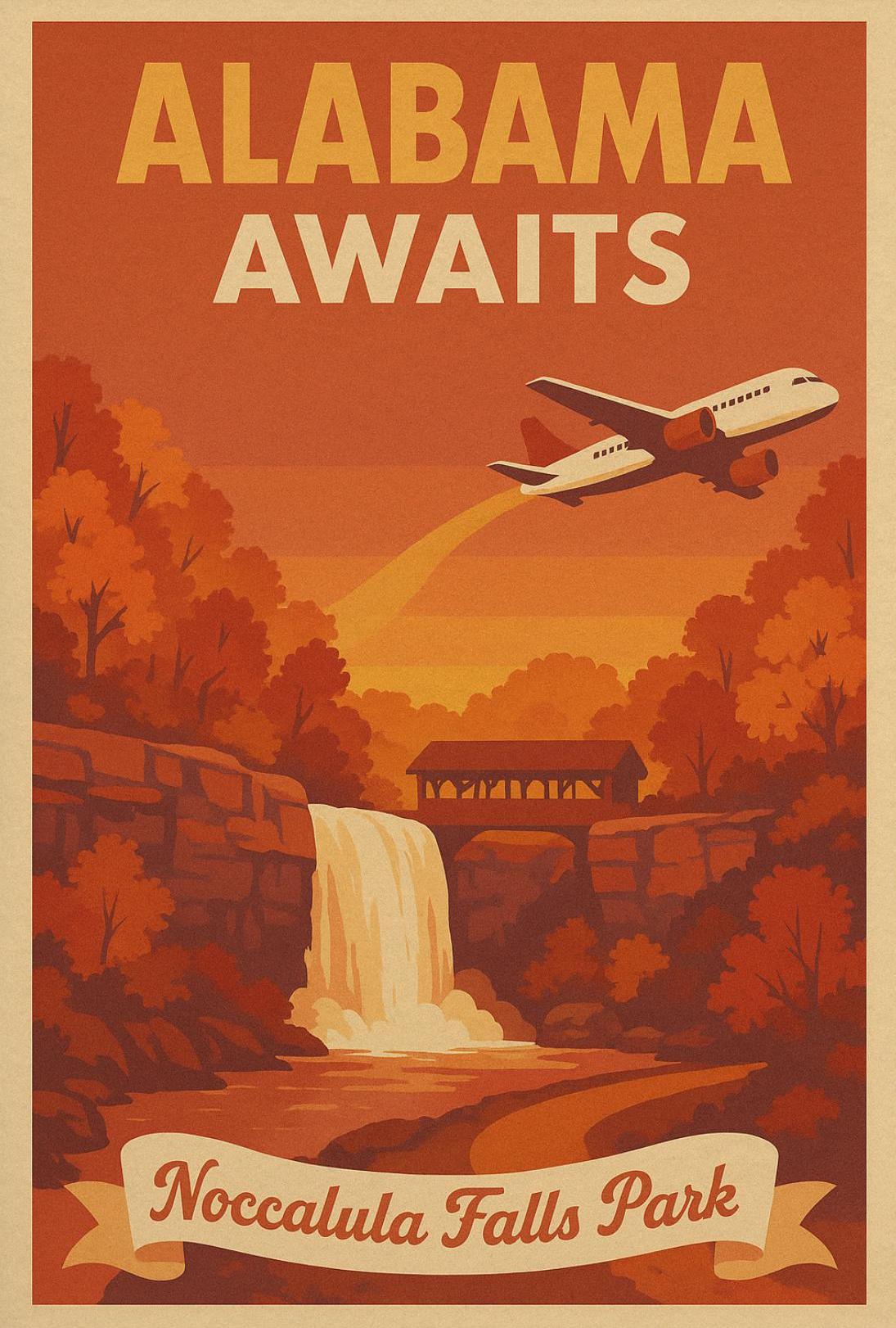 Alabama Awaits: Explore Noccalula's Beauty Travel Poster PosterGoat