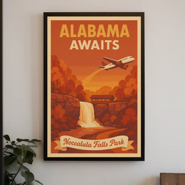 Alabama Awaits: Explore Noccalula's Beauty Travel Poster PosterGoat