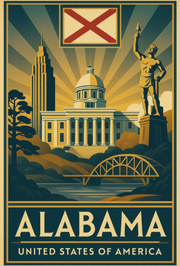 Alabama Heritage Landmarks Art Deco Travel Poster PosterGoat