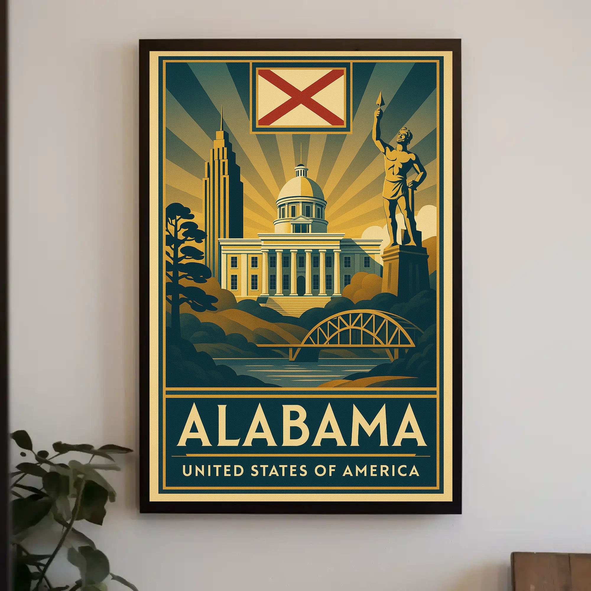 Alabama Heritage Landmarks Art Deco Travel Poster PosterGoat
