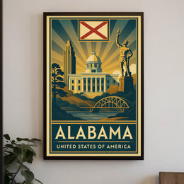 Alabama Heritage Landmarks Art Deco Travel Poster PosterGoat