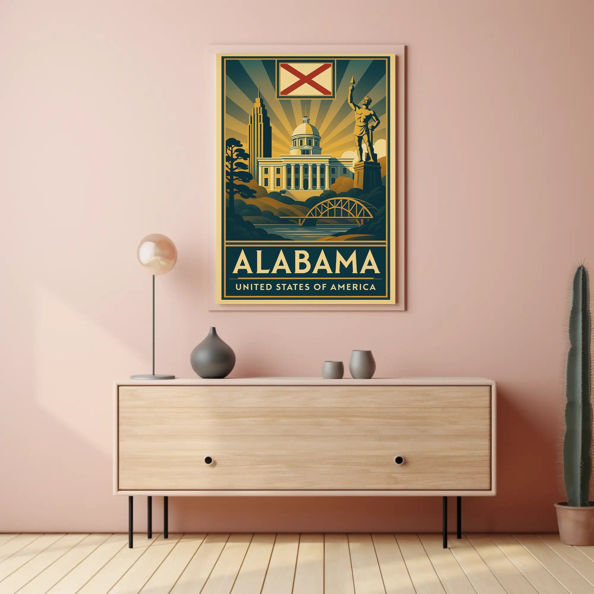 Alabama Heritage Landmarks Art Deco Travel Poster PosterGoat