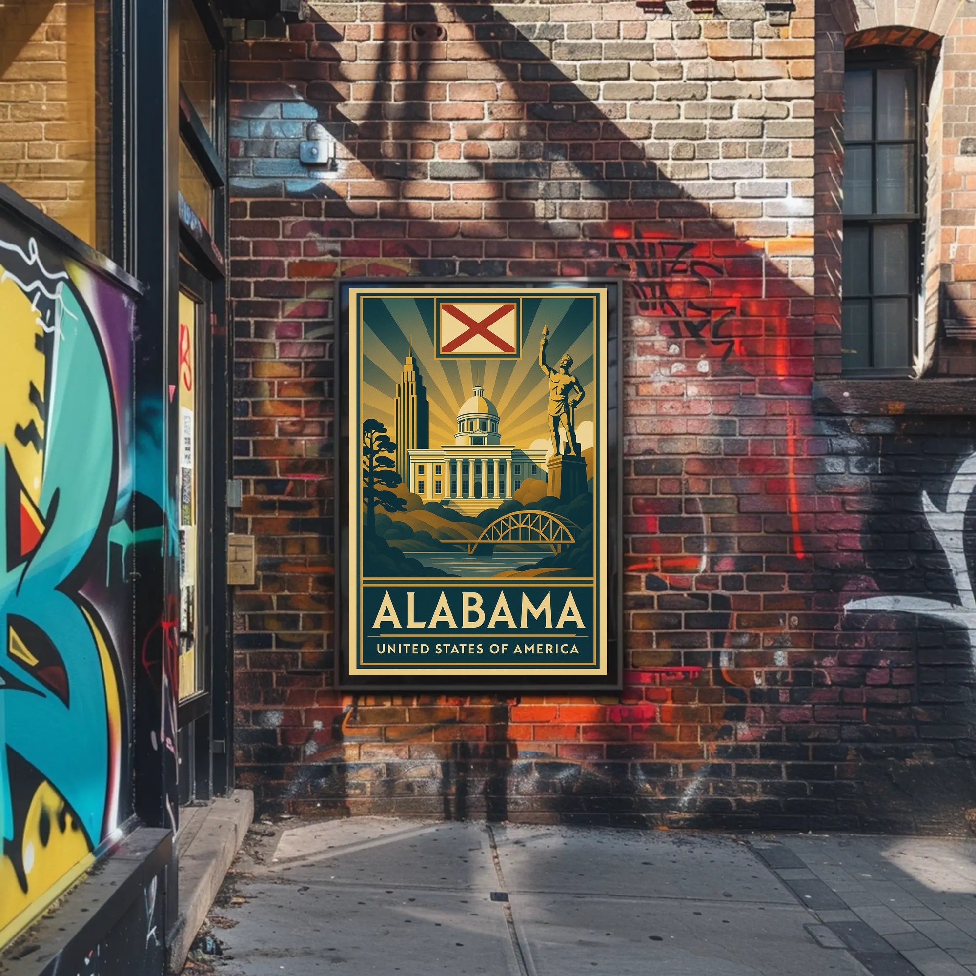 Alabama Heritage Landmarks Art Deco Travel Poster PosterGoat