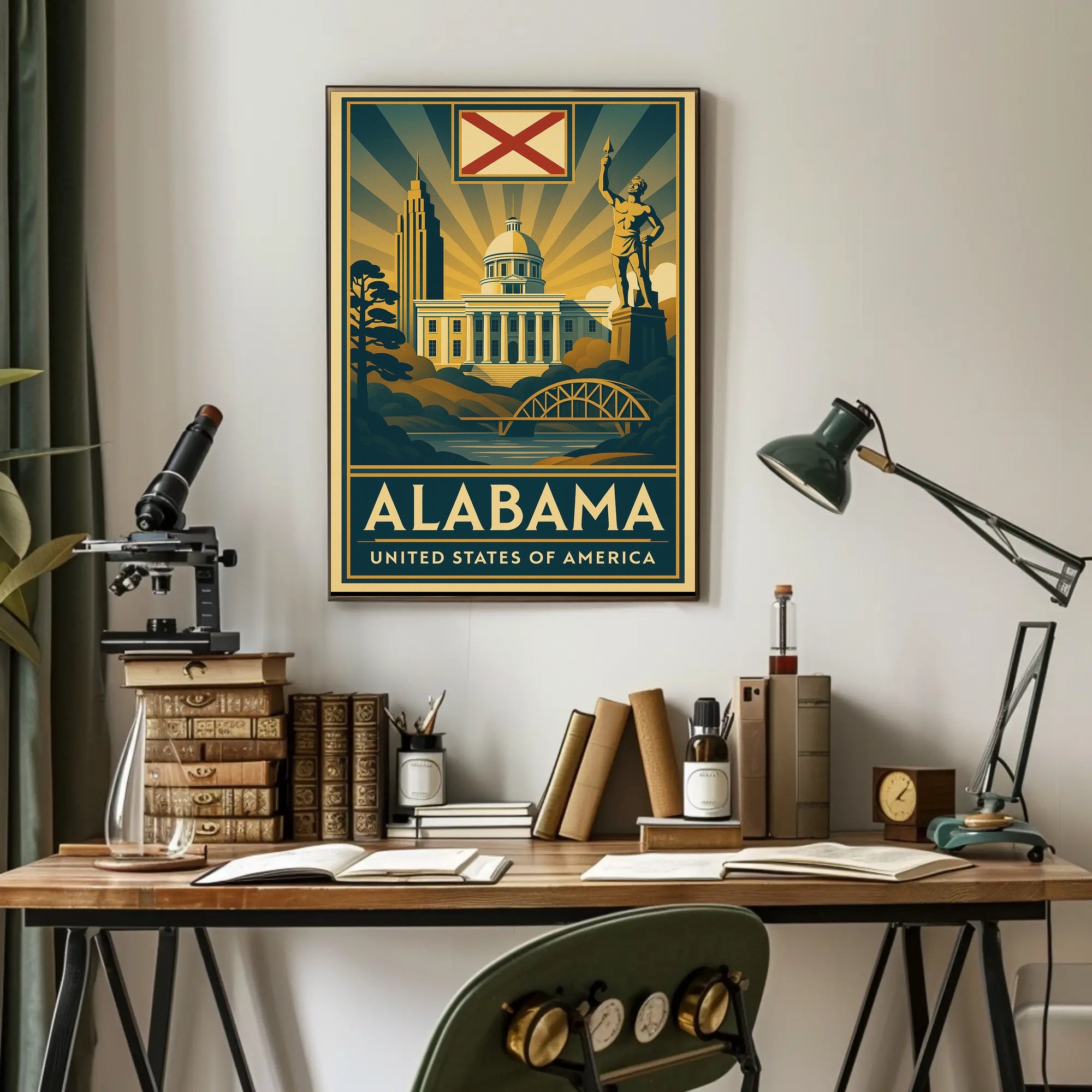 Alabama Heritage Landmarks Art Deco Travel Poster PosterGoat