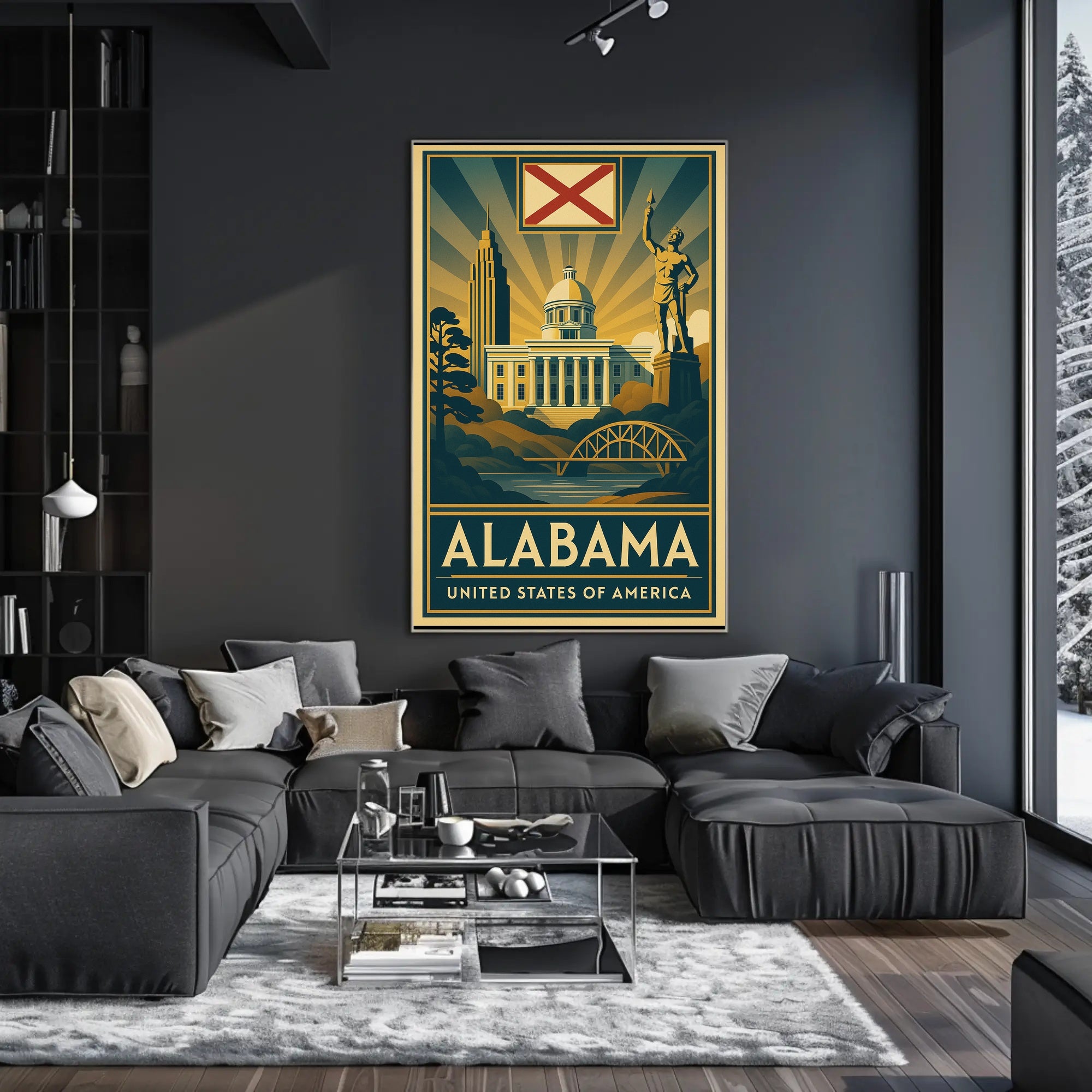 Alabama Heritage Landmarks Art Deco Travel Poster PosterGoat