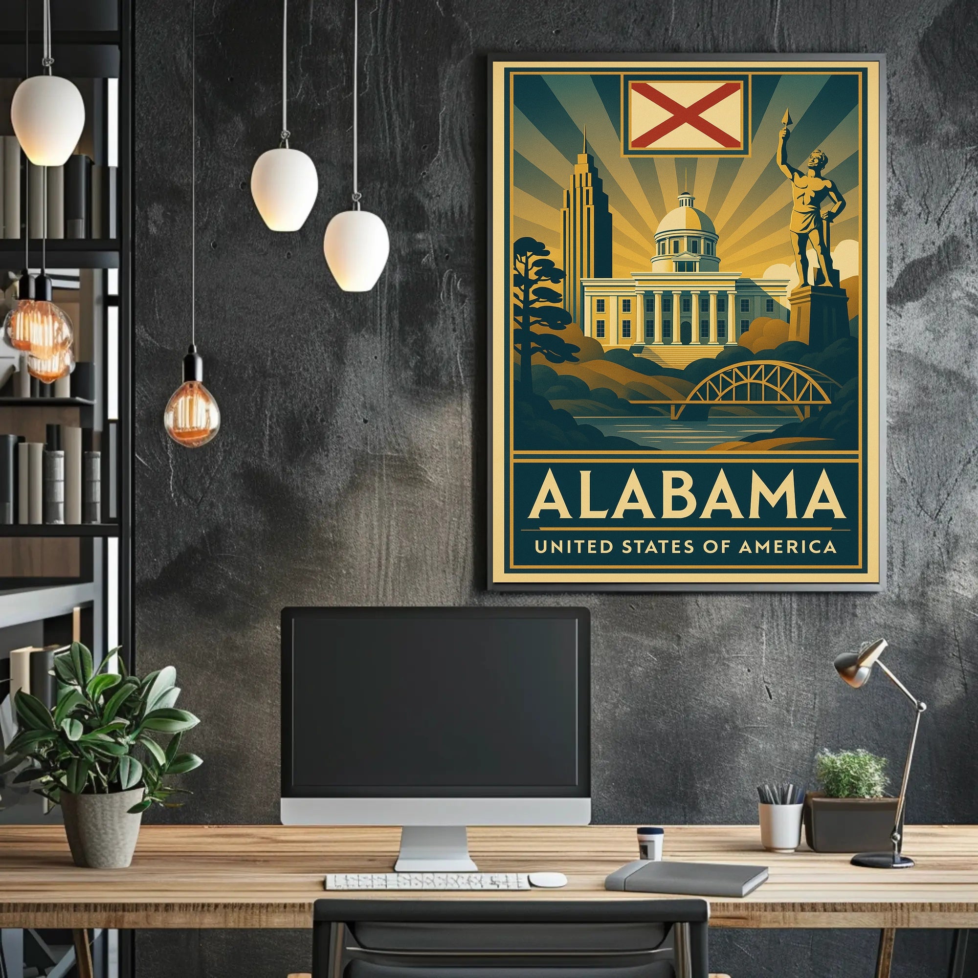 Alabama Heritage Landmarks Art Deco Travel Poster PosterGoat
