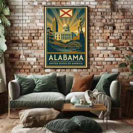 Alabama Heritage Landmarks Art Deco Travel Poster PosterGoat