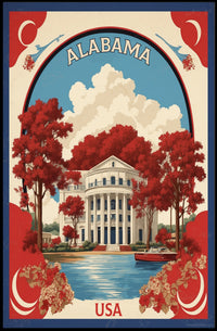 Alabama Neoclassical Architecture Vintage Travel Poster PosterGoat
