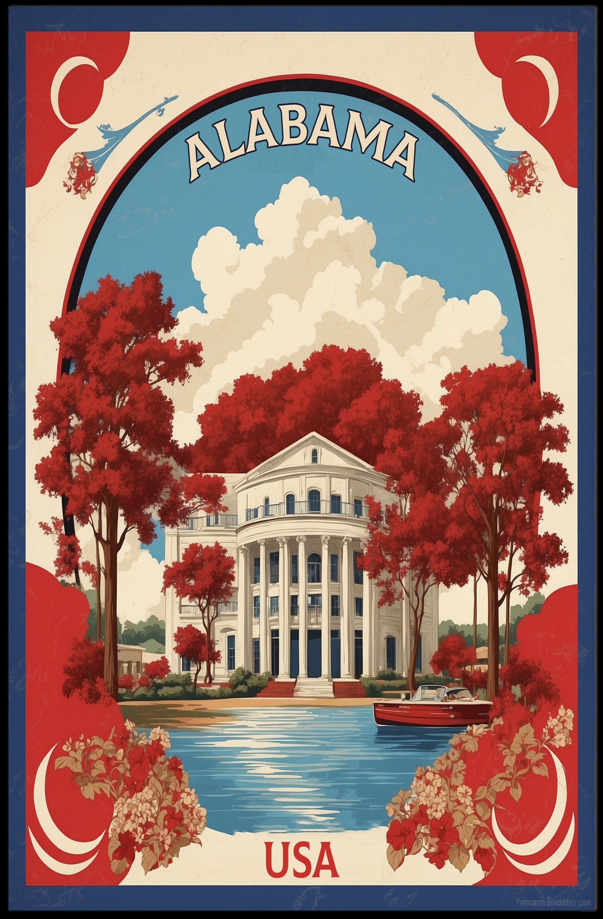 Alabama Neoclassical Architecture Vintage Travel Poster PosterGoat