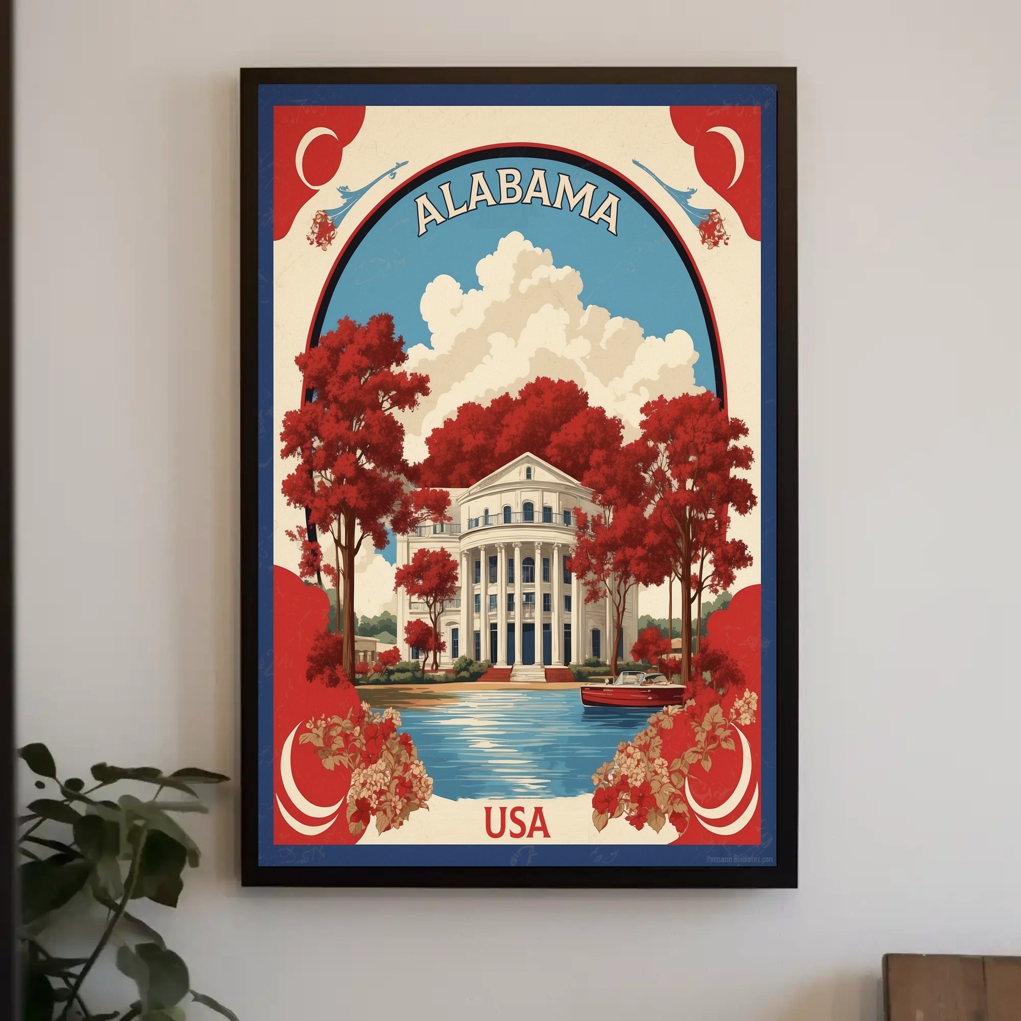 Alabama Neoclassical Architecture Vintage Travel Poster PosterGoat
