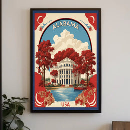 Alabama Neoclassical Architecture Vintage Travel Poster PosterGoat