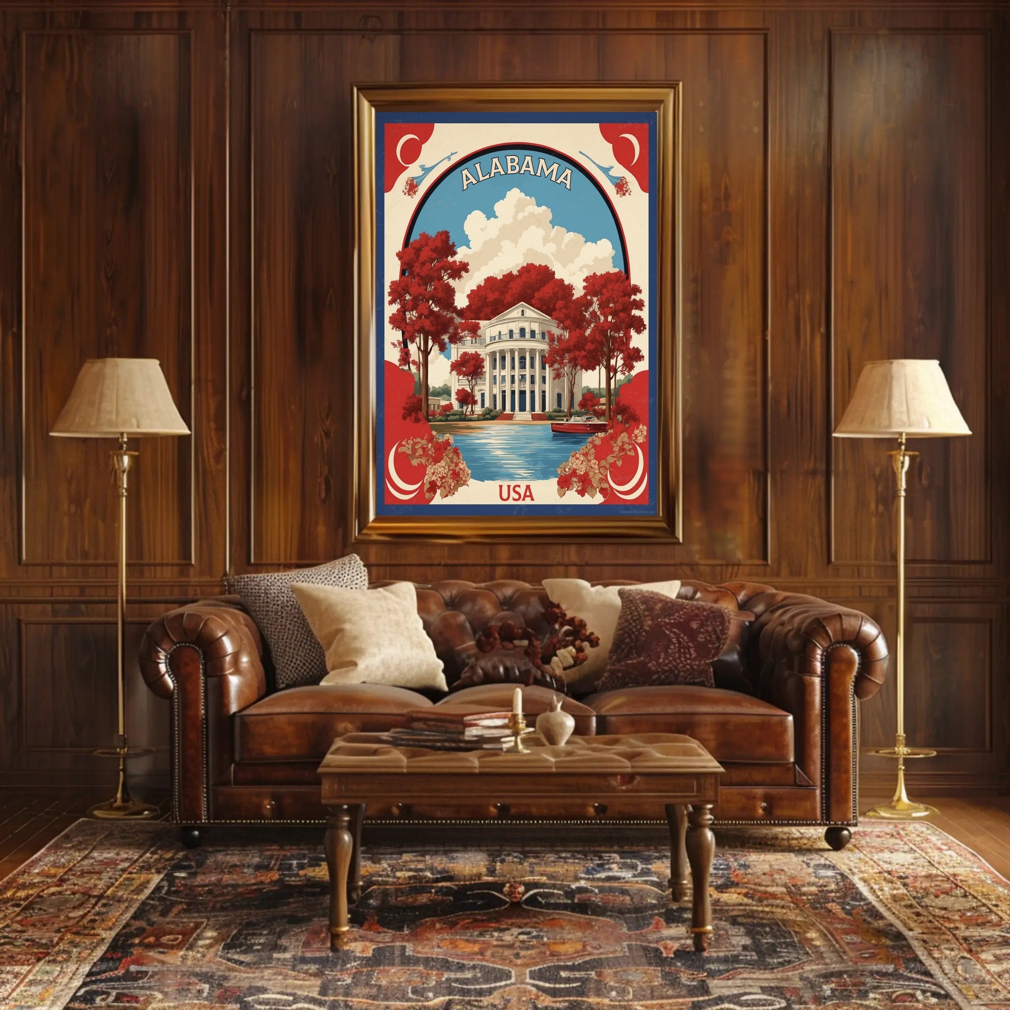Alabama Neoclassical Architecture Vintage Travel Poster PosterGoat