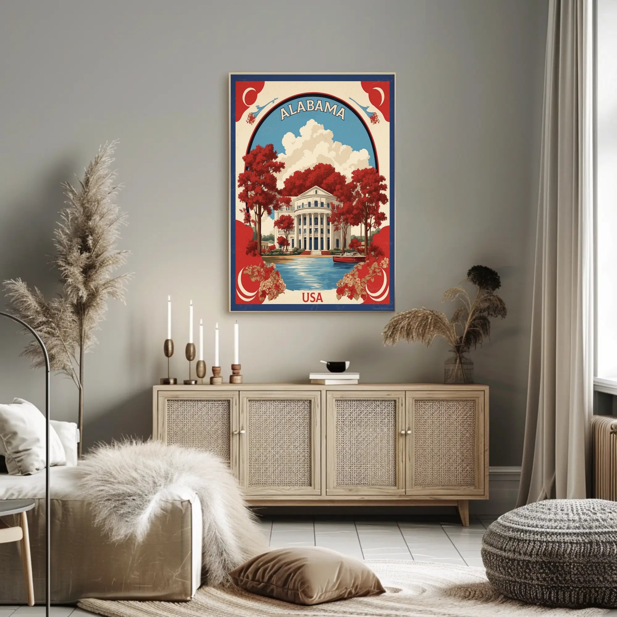 Alabama Neoclassical Architecture Vintage Travel Poster PosterGoat