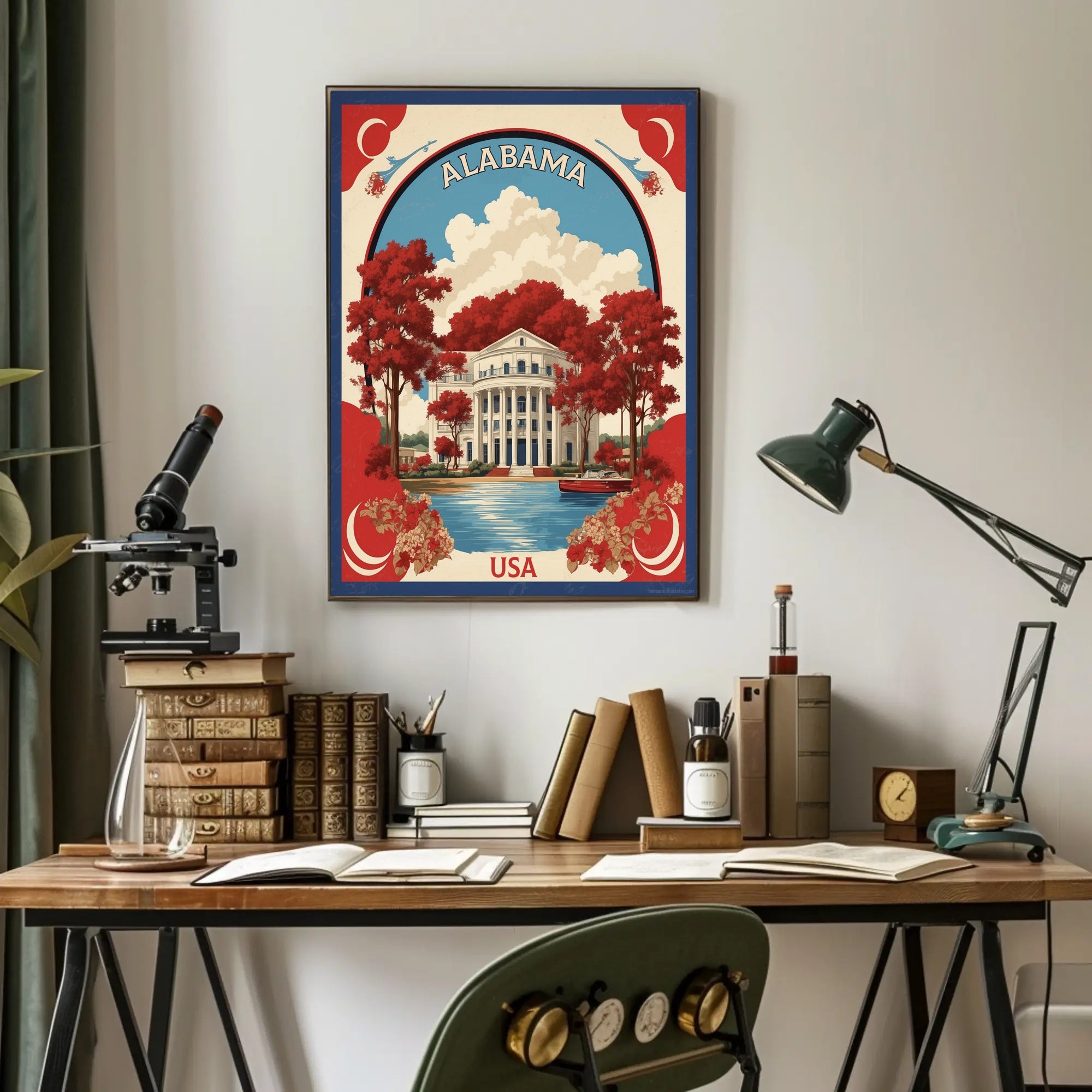 Alabama Neoclassical Architecture Vintage Travel Poster PosterGoat