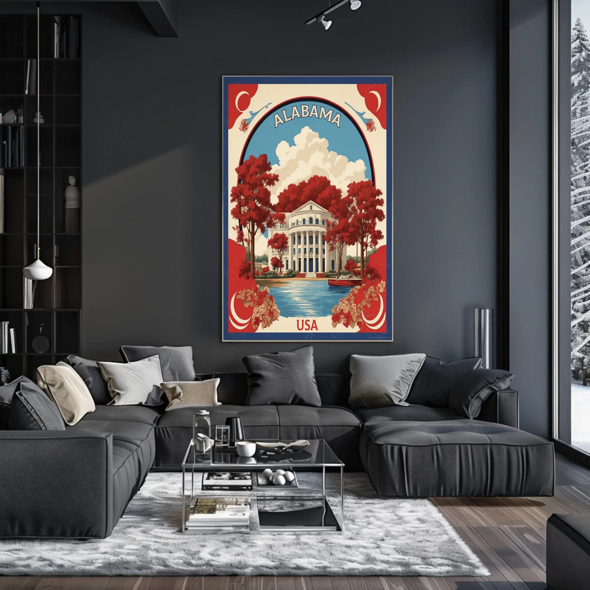Alabama Neoclassical Architecture Vintage Travel Poster PosterGoat