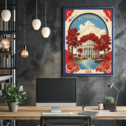 Alabama Neoclassical Architecture Vintage Travel Poster PosterGoat
