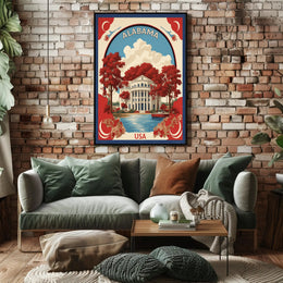Alabama Neoclassical Architecture Vintage Travel Poster PosterGoat