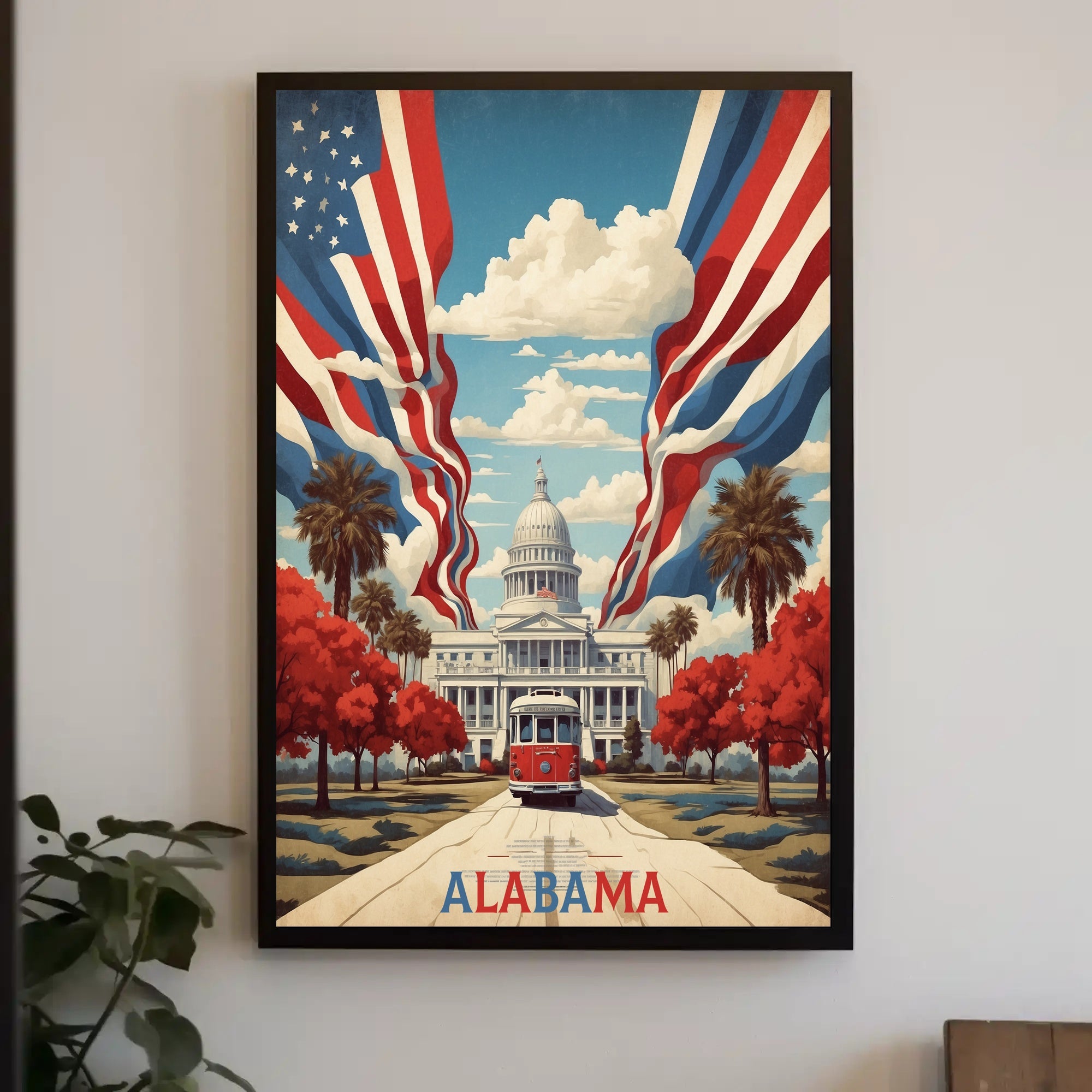 Alabama State Capitol with Historic Tram Heritage Poster PosterGoat