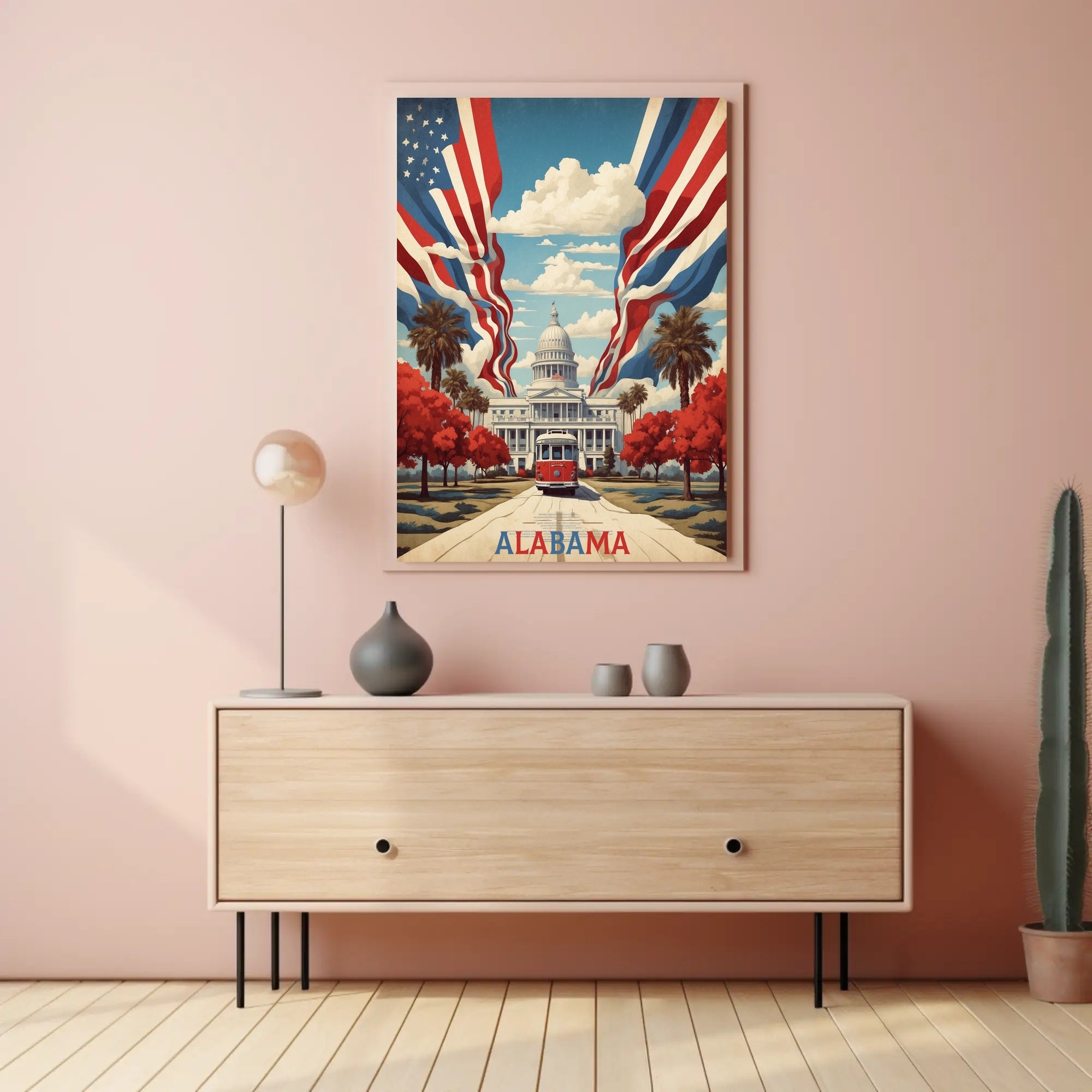 Alabama State Capitol with Historic Tram Heritage Poster PosterGoat