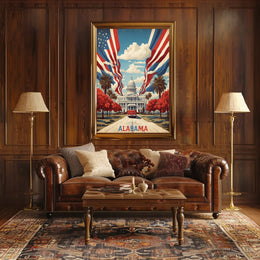 Alabama State Capitol with Historic Tram Heritage Poster PosterGoat