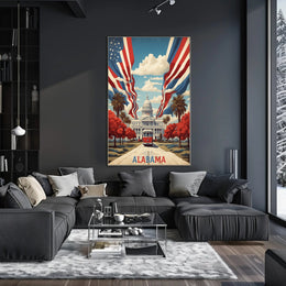 Alabama State Capitol with Historic Tram Heritage Poster PosterGoat