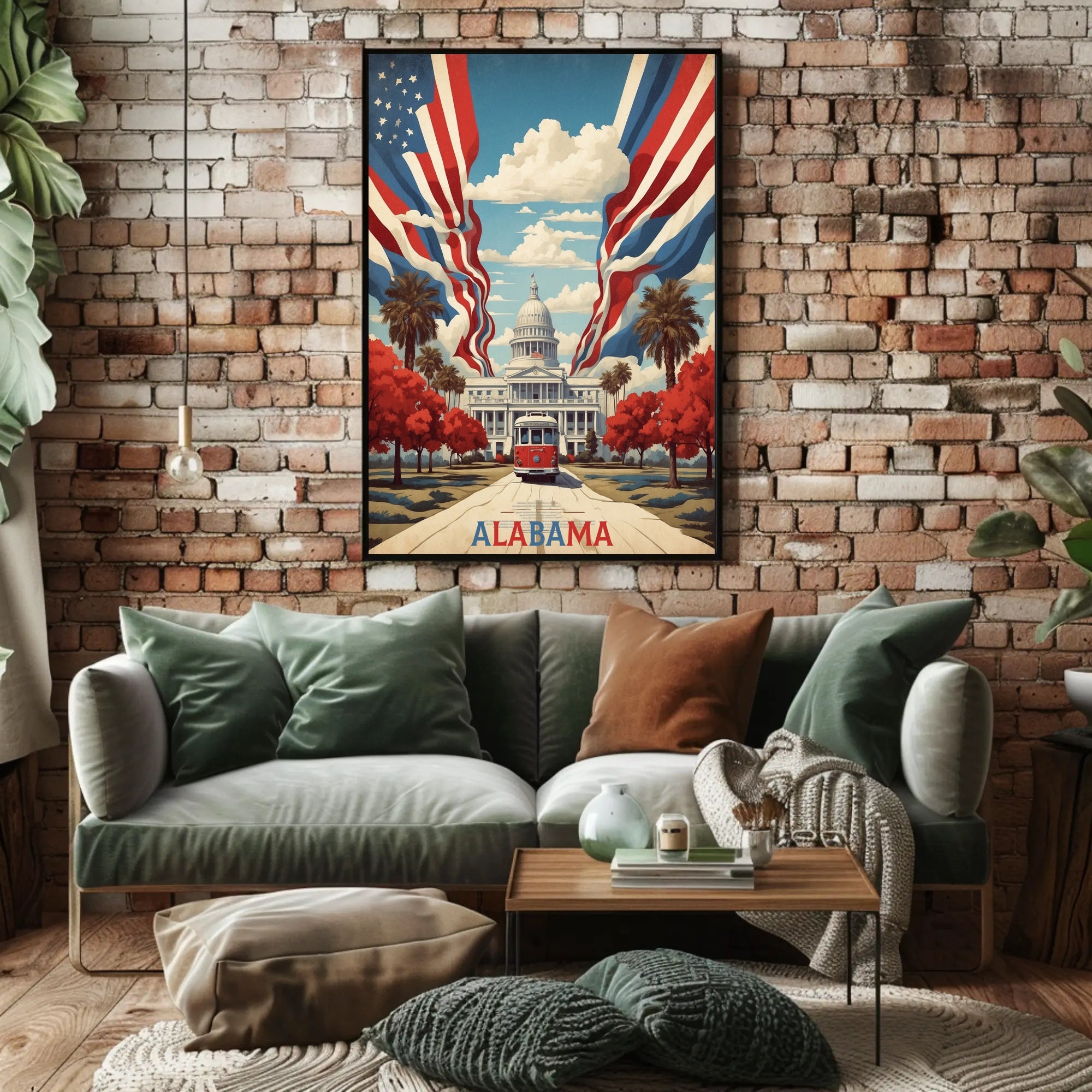 Alabama State Capitol with Historic Tram Heritage Poster PosterGoat