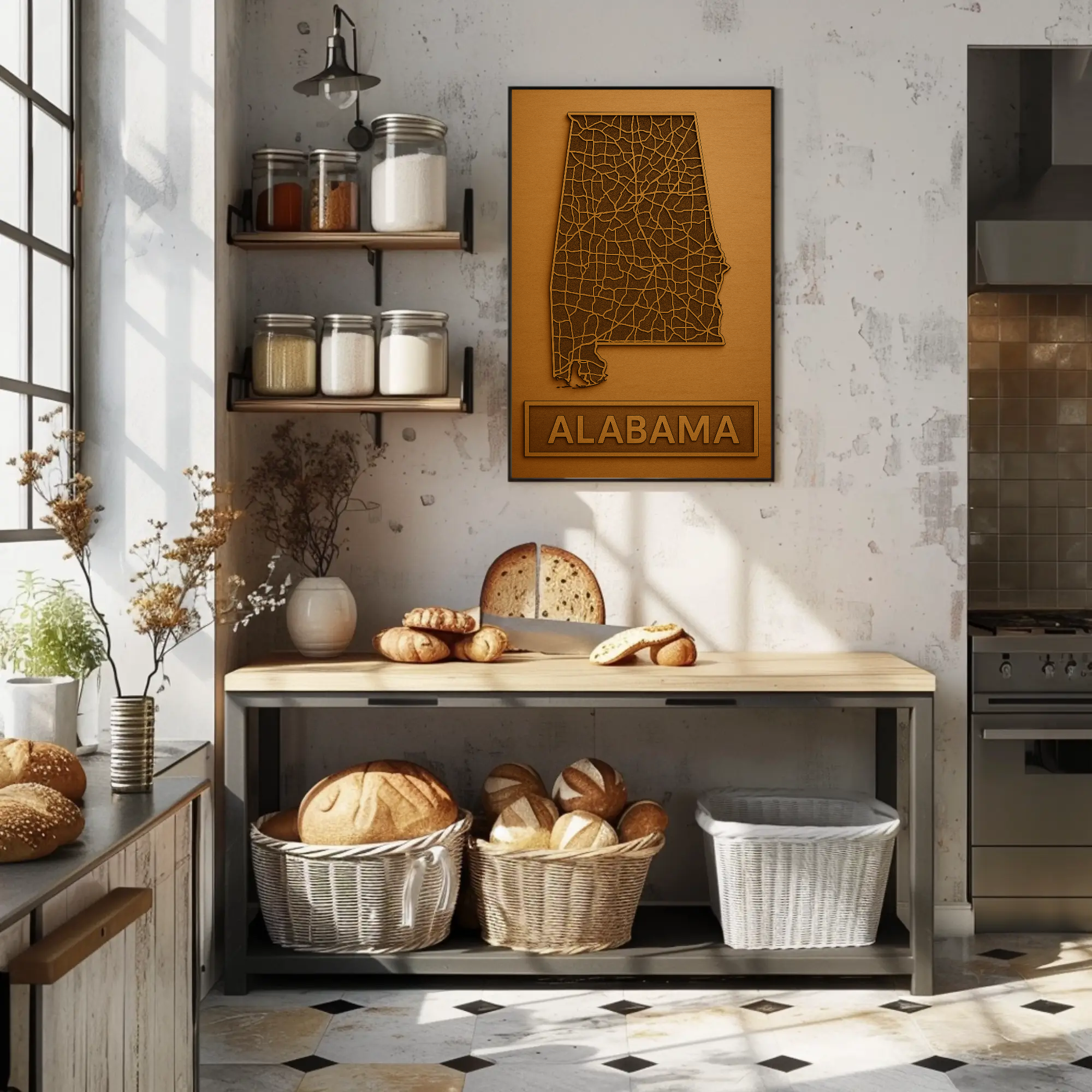 Alabama State Map Artistry Abstract Poster PosterGoat